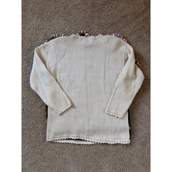 Vintage Y2K 90s Tiara Knit Fall Scarecrow Pumpkin Patch Sunflower Farm Sweater - Picture 6 of 9